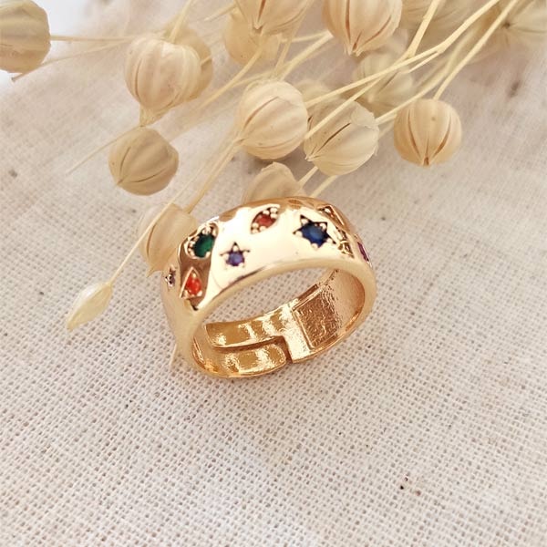 Bague maillons ajustable - Laiton plaqué or
