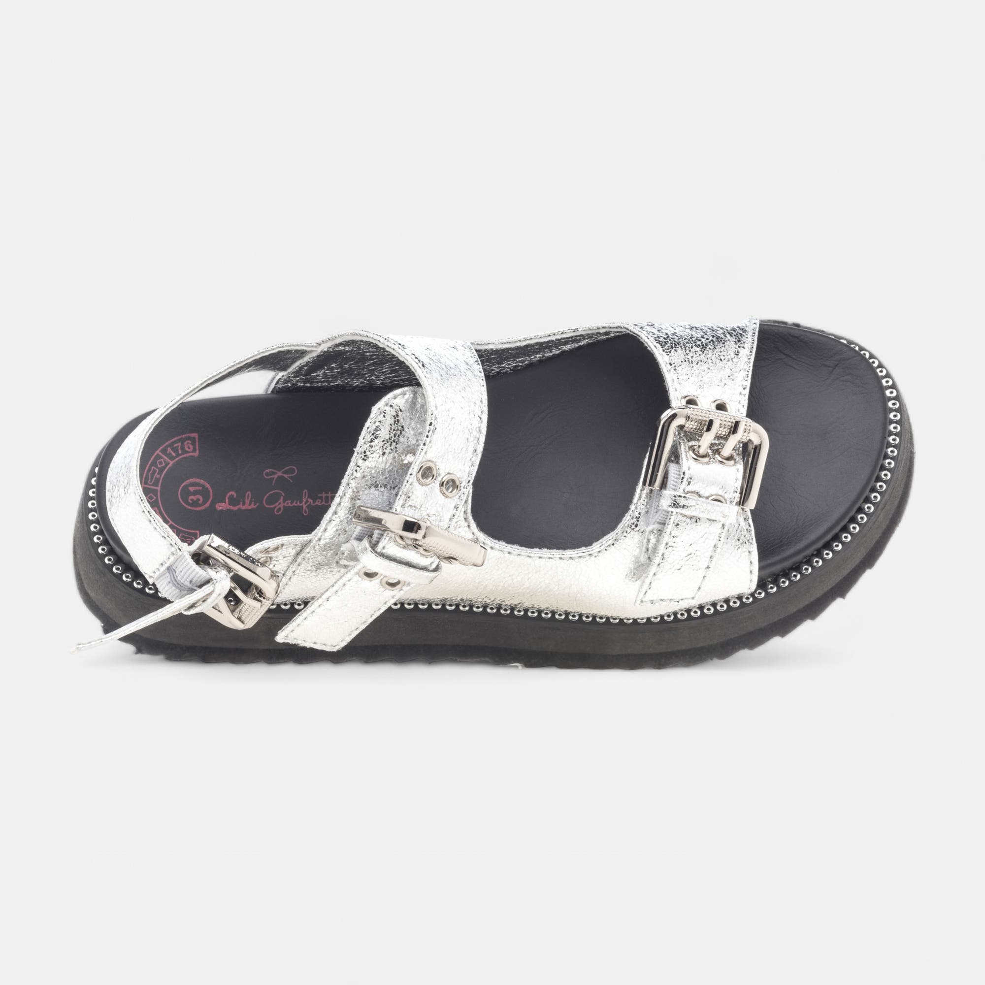 Sandales Fille en cuir argent