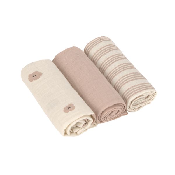Lässig Tiny Team Swaddle & Burp Doeken - 3 Stuks - 60 x 60 cm - Mushroom