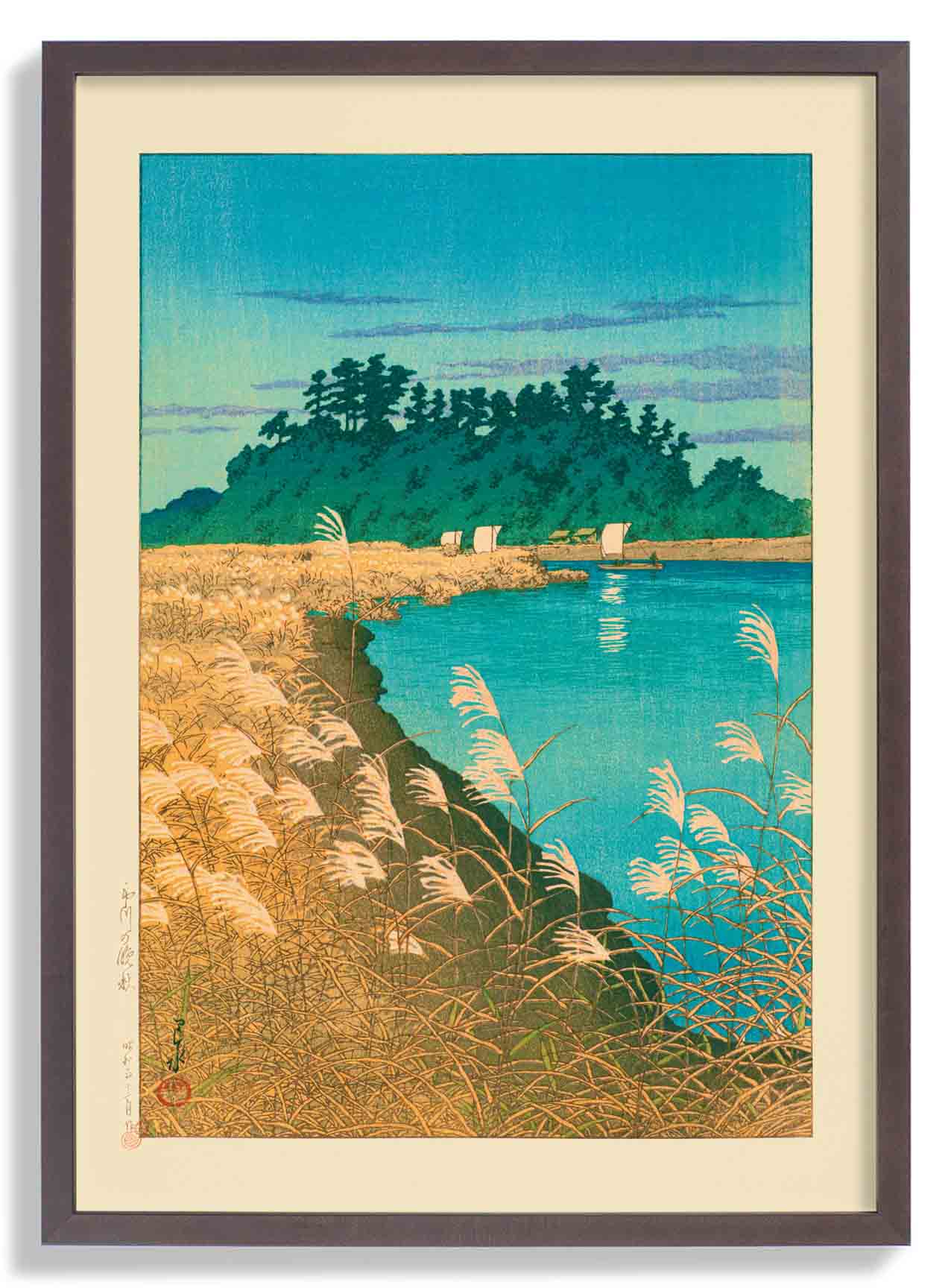 Spätherbst in Ichikawa Kunstdruck von Hasui