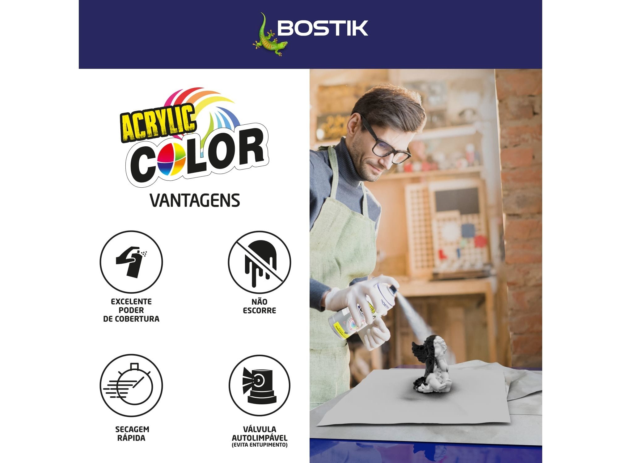 SPRAY ACRYLIC BOSTIK PRETO BRILHANTE 400ML