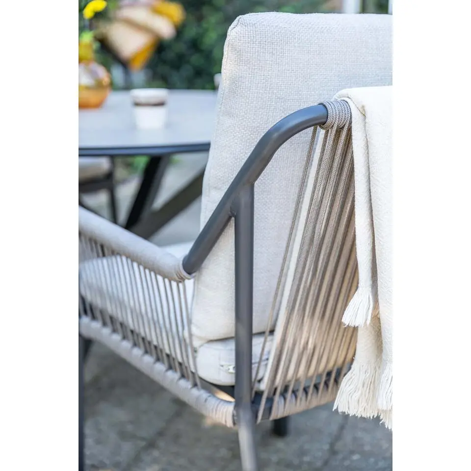 Raxa dining fauteuil - carbon black - rope taupe-valley sand