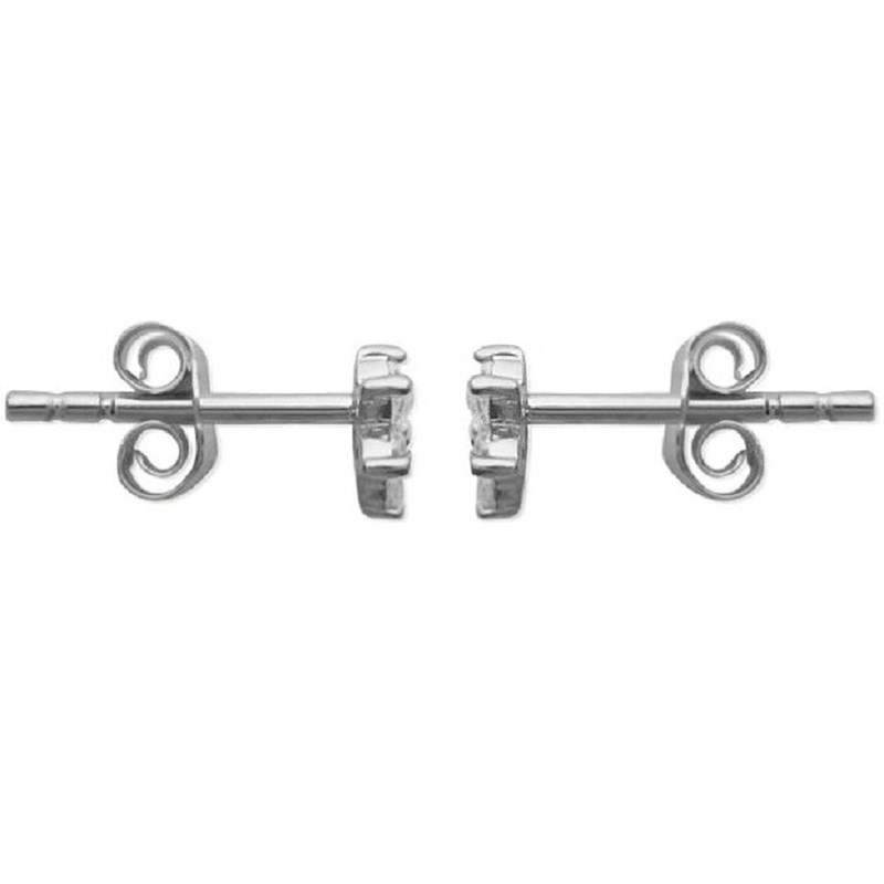 Boucles d'oreilles fleur d'oxyde de zirconium blancs et noir Argent 925 Rhodié