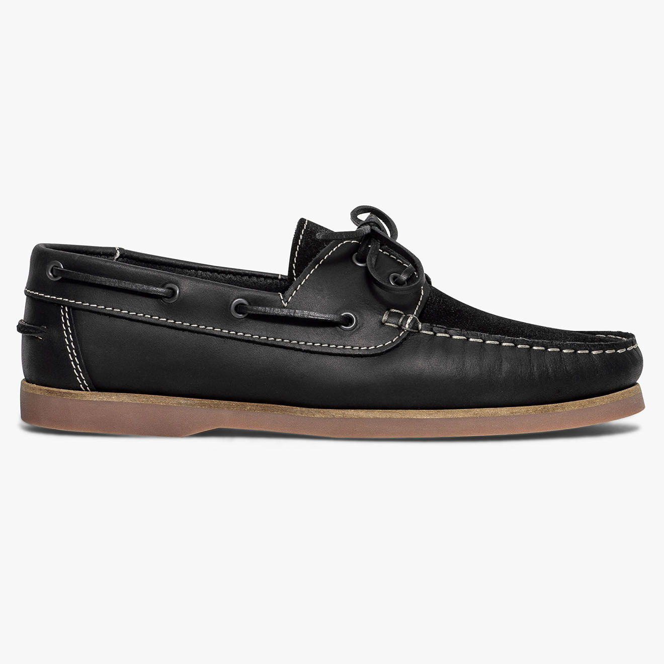 Bocage Chaussures Bateau en Cuir et Velours de Cuir Donato noires