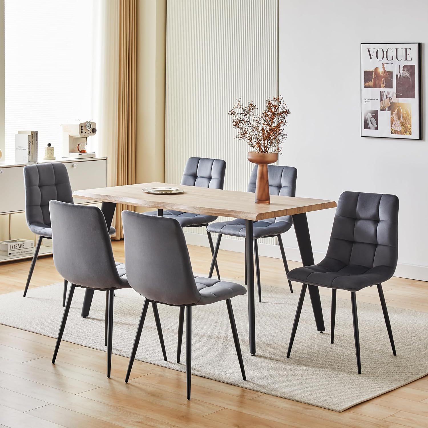 Esszimmerstühle Essstühle Samtbezug Polsterstuhl Esszimmer Stuhl Milano 4er-Set GRAU 521252