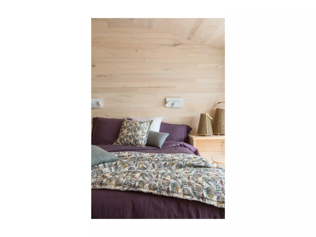 Drap plat stonewashed Zeff raisin 240 x 300 cm Vivaraise