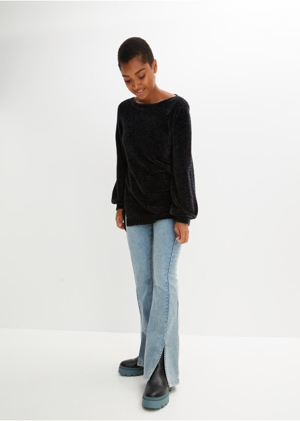 Pull long en maille chenille