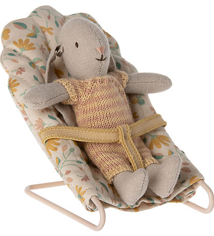 Maileg Miniature Skr?stol - Micro - Beige m. Blomster