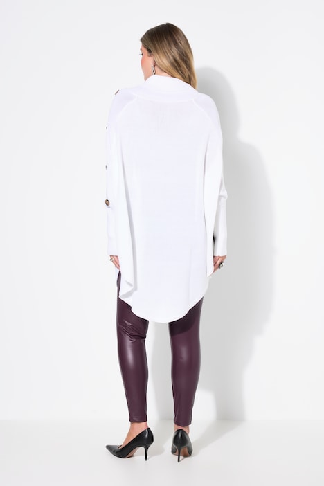 Pullover, Poncho-Style, Zopfmuster, Zipfelsaum
