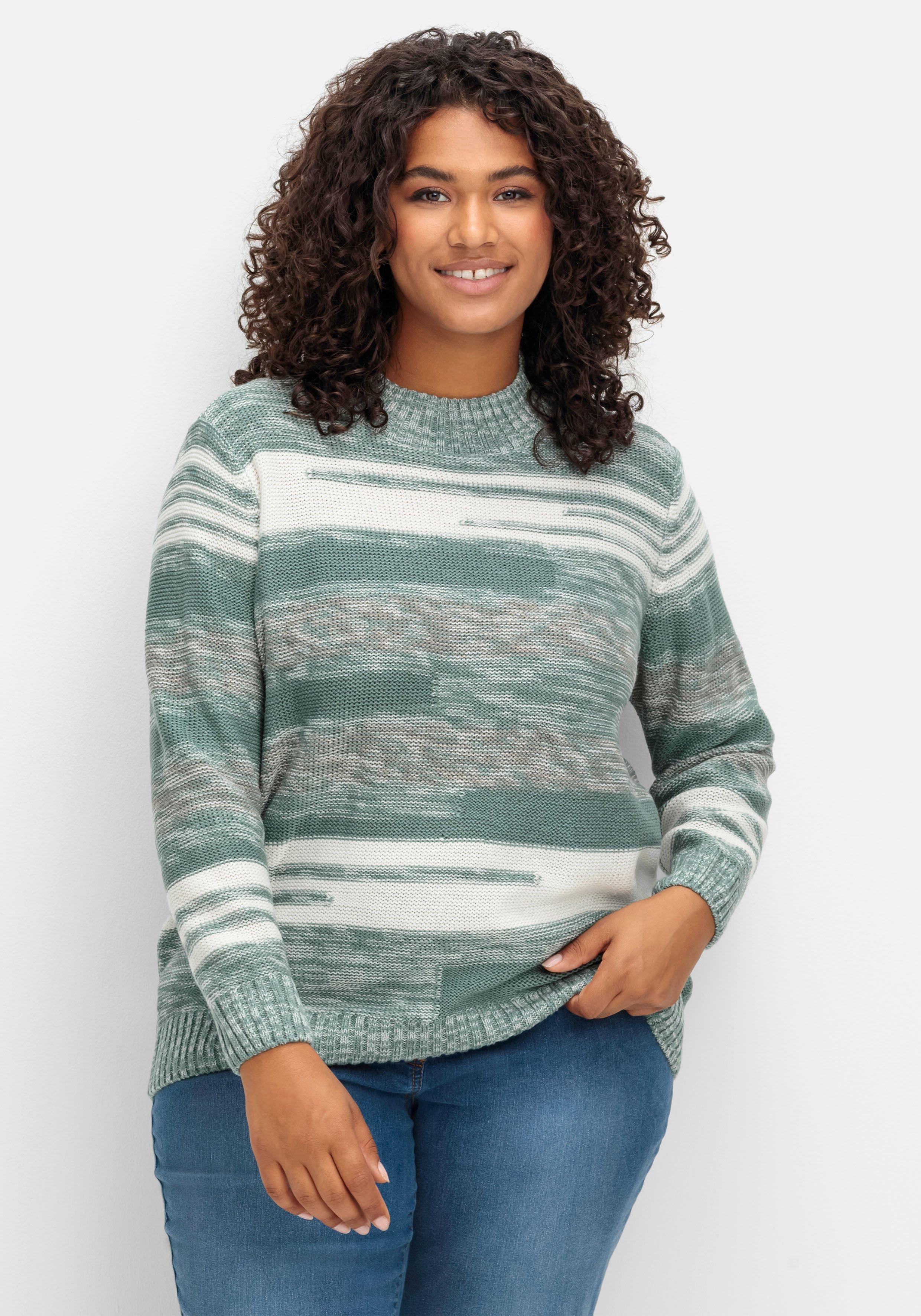 Pullover mit Stehkragen und Blockstreifen