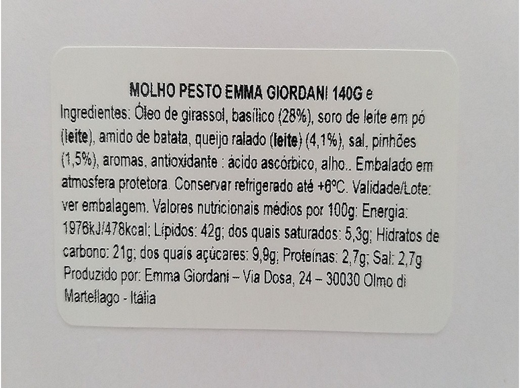 MOLHO EMMA GIORDANI PESTO 140G