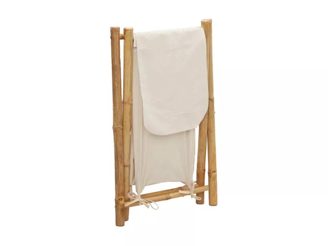 Panier à linge blanc crème 45x55x63,5 bambou