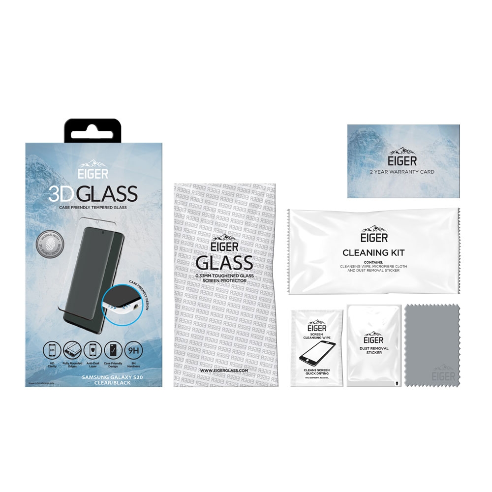 Samsung Galaxy S20 / S20 5G 3D Panzer Glas Displayschutz Case Friendly mit Rahmen (EGSP00569) - Schwarz