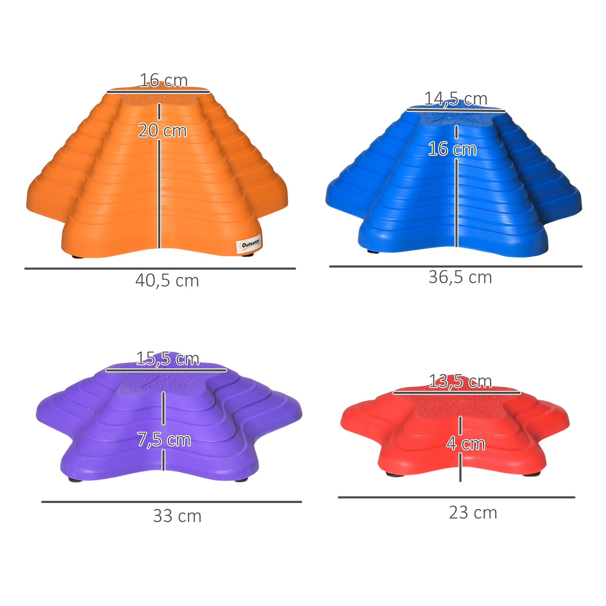 Outsunny Balance Fluss-Steine stapelbar bunt 40,5L x 40,5B x 20H cm
