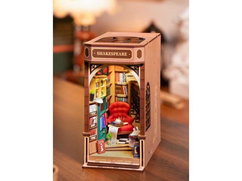 RoboTime Bausatz Book Nook Shakespeare's Bookstore 3D-Puzzle aus lasergeschnittenen Holzteilen