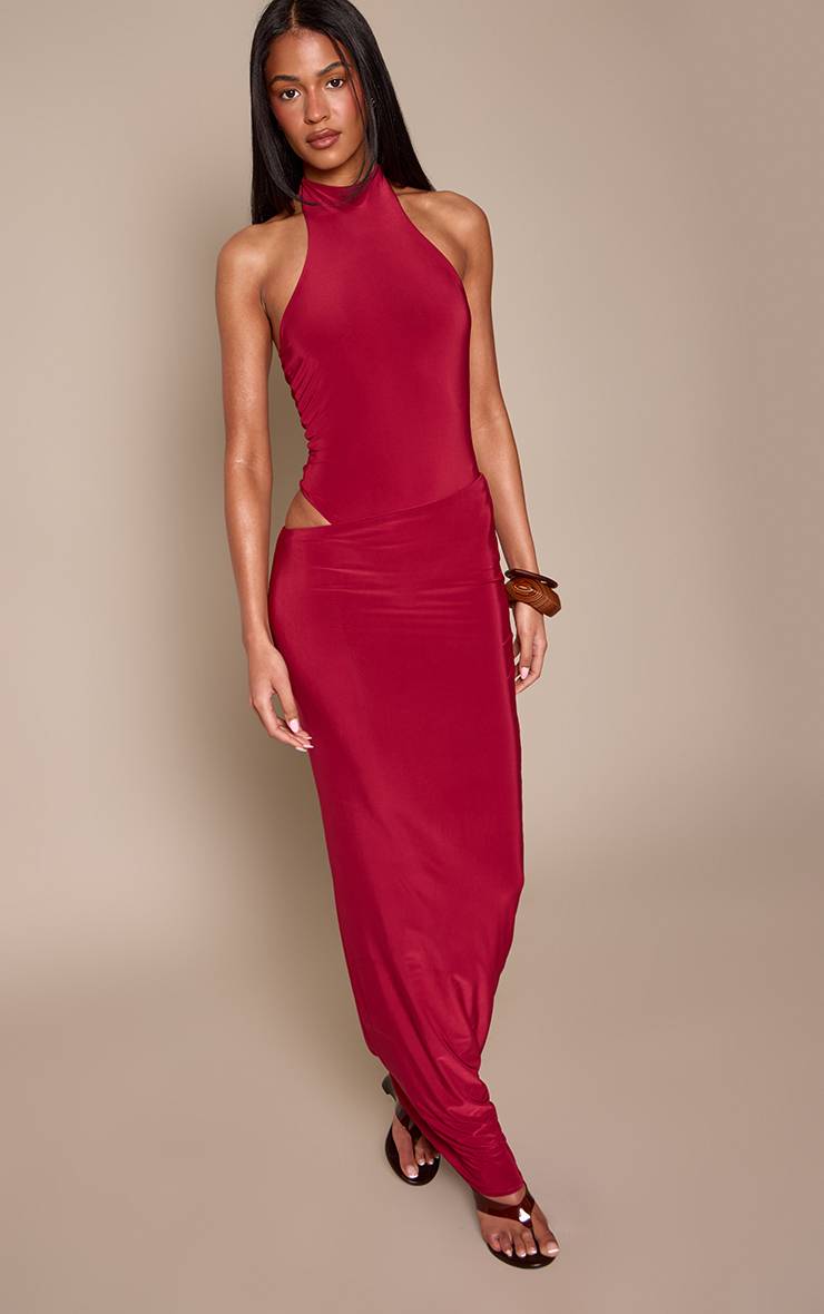 Rouge Vin Jupe Maxi Taille Basse En Jersey Fluide Coordonné Tall