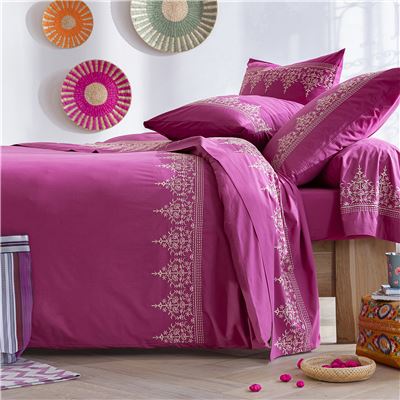 Linge de lit percale brodée - BECQUET CRÉATION.
