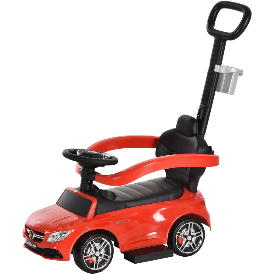 HOMCOM Rutschauto mit Schub- und Haltestange rot
