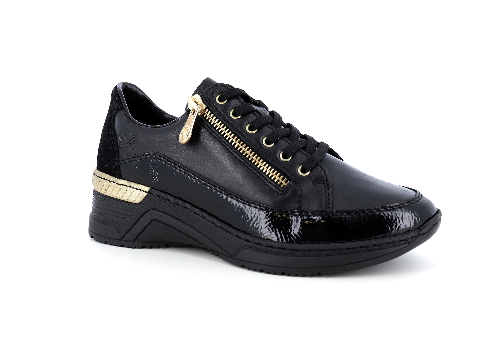 Rieker-N4330 Matières combinées Noir Or