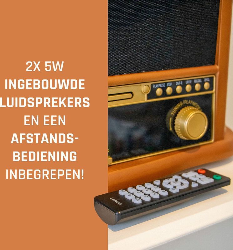 Classic Phono Retro Platenspeler - Bluetooth - Auto-stop - DAB Radio CD en Cassettespeler - TCD-2571WD - Hout