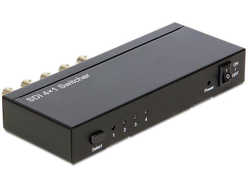 Delock Switchbox 3GI-SDI, 4 Port, 4 in - 1 out 3G-SDI Switch im robusten Metallgehäuse