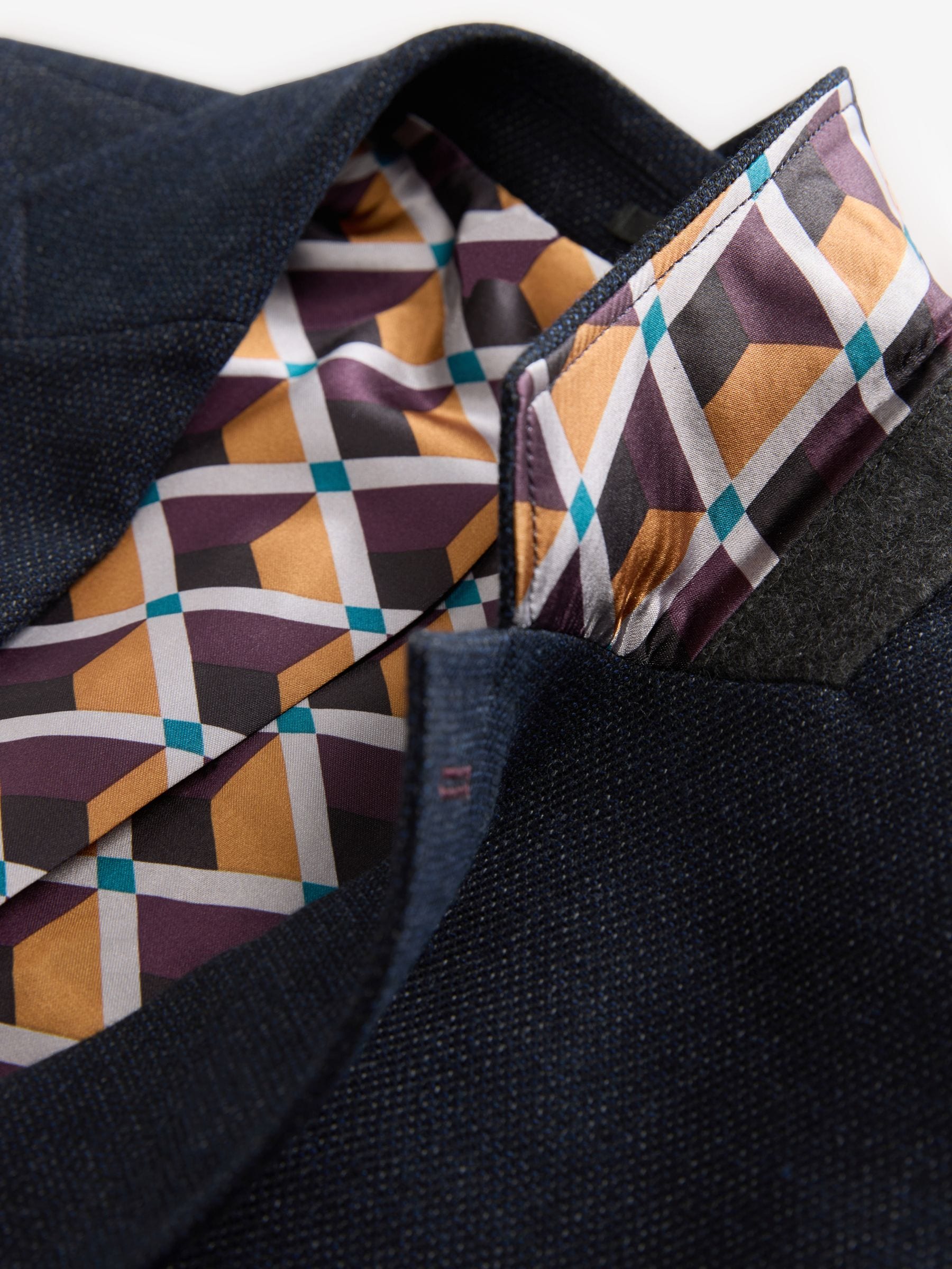 Donkerblauw - Normale Pasvorm - Modieuze blazer met textuur