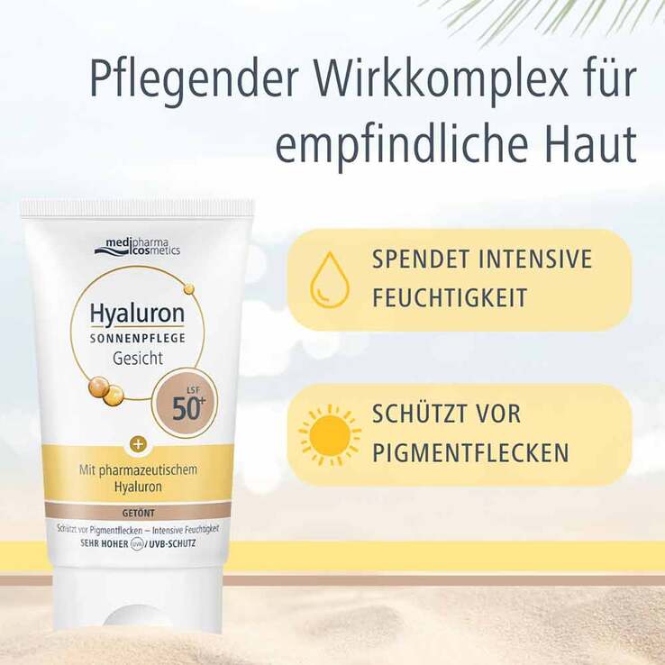 Hyaluron Sonnenpflege Gesicht LSF 50+ getönt, 50 ml