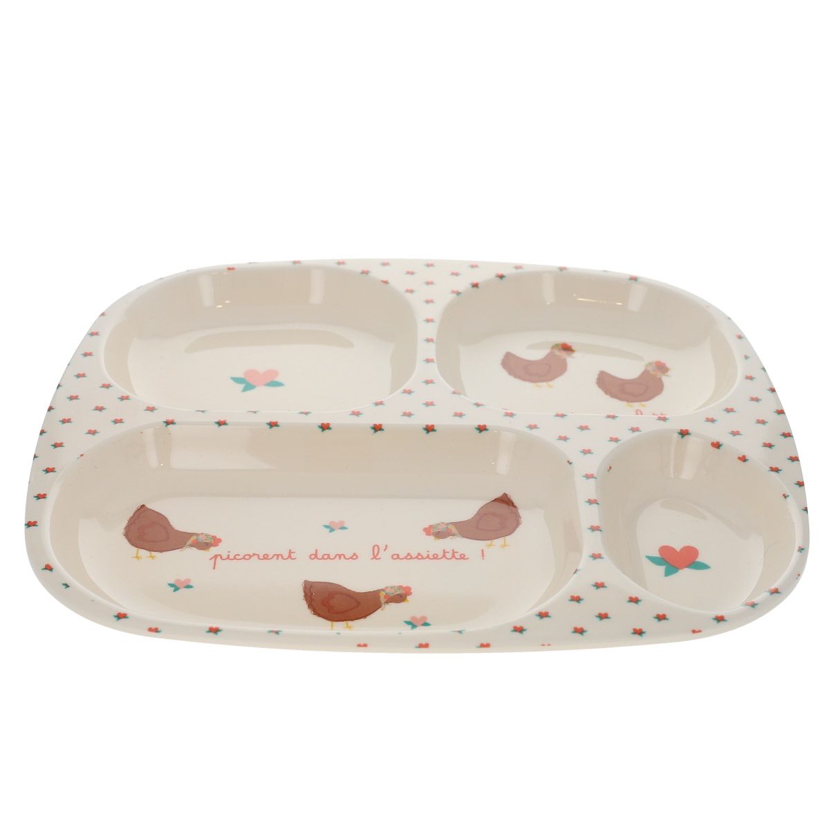 Assiette à compartiments - La petite poule rousse Pause goûter