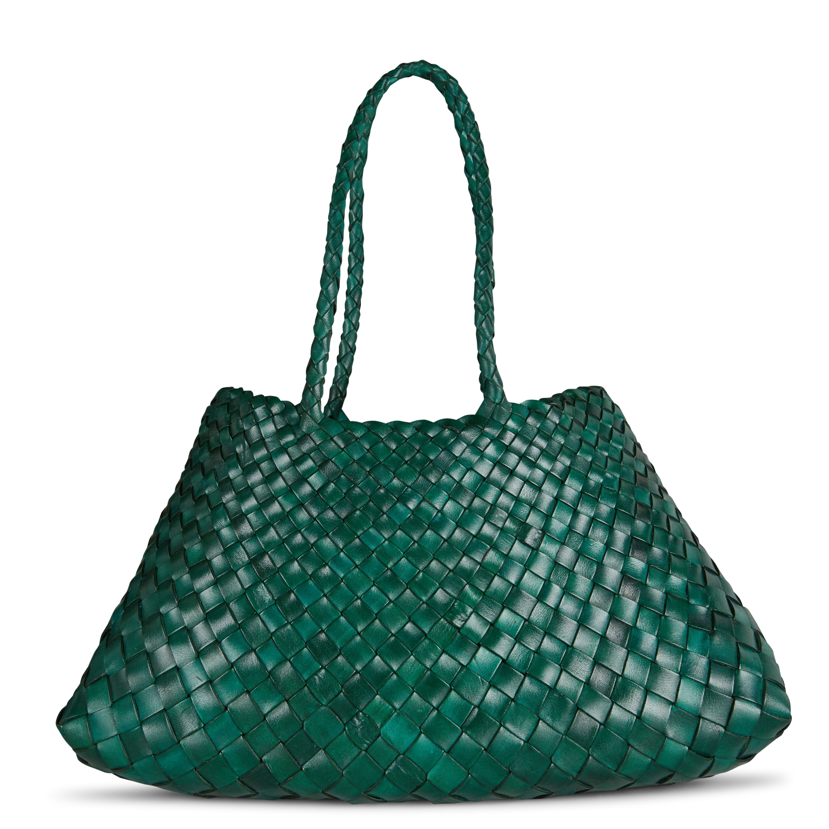 SANTA CROCE BIG - Panier tissé en cuir | Vert
