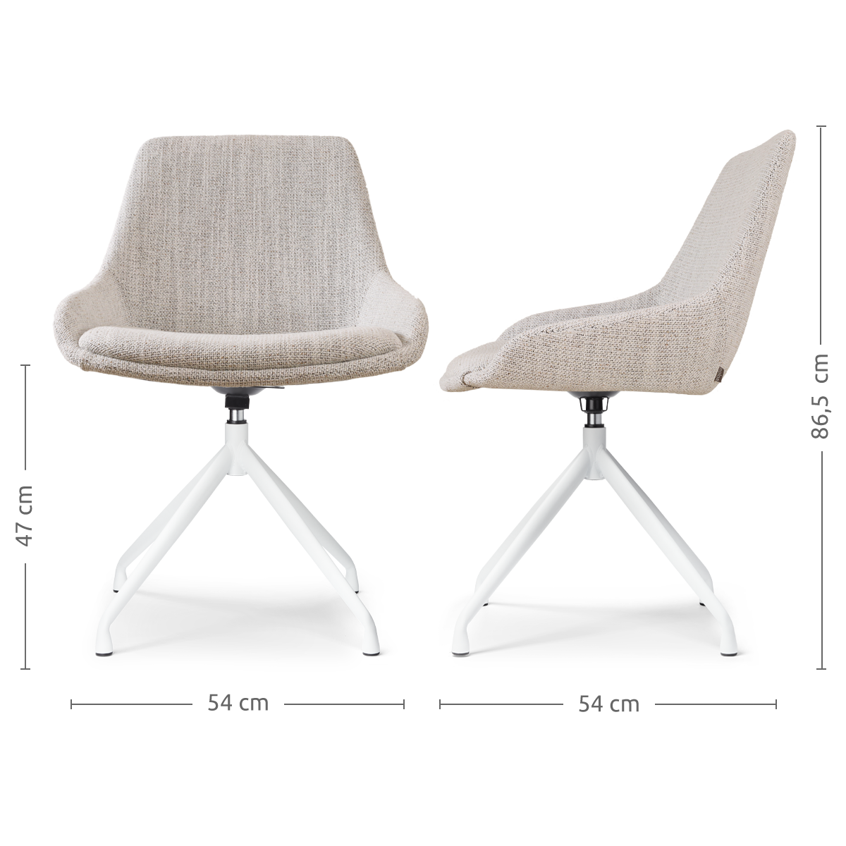 Eetkamerstoel Nola-Isa grijs beige gemêleerd draaibaar - wit
