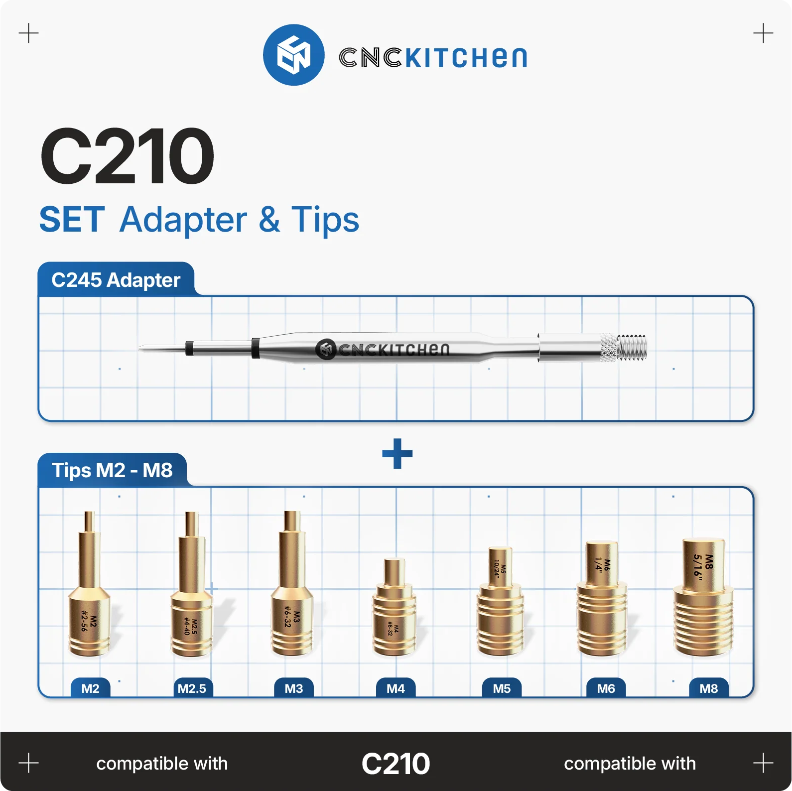CNC Kitchen  Einschmelzhilfen + C210 Adapter    Hochwertige Lötspitzen aus Messing