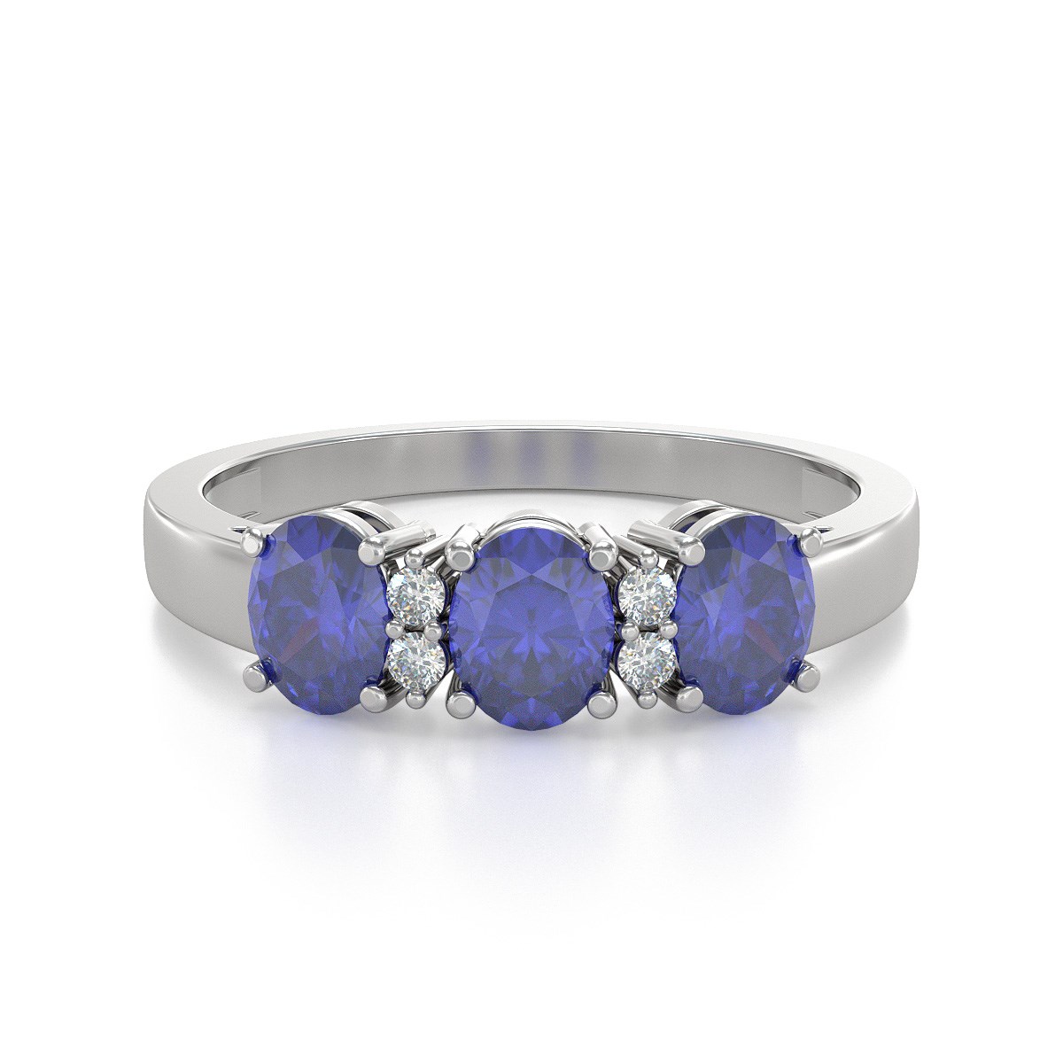 Bague ADEN Or 585 Blanc Tanzanite et diamants 2.25grs