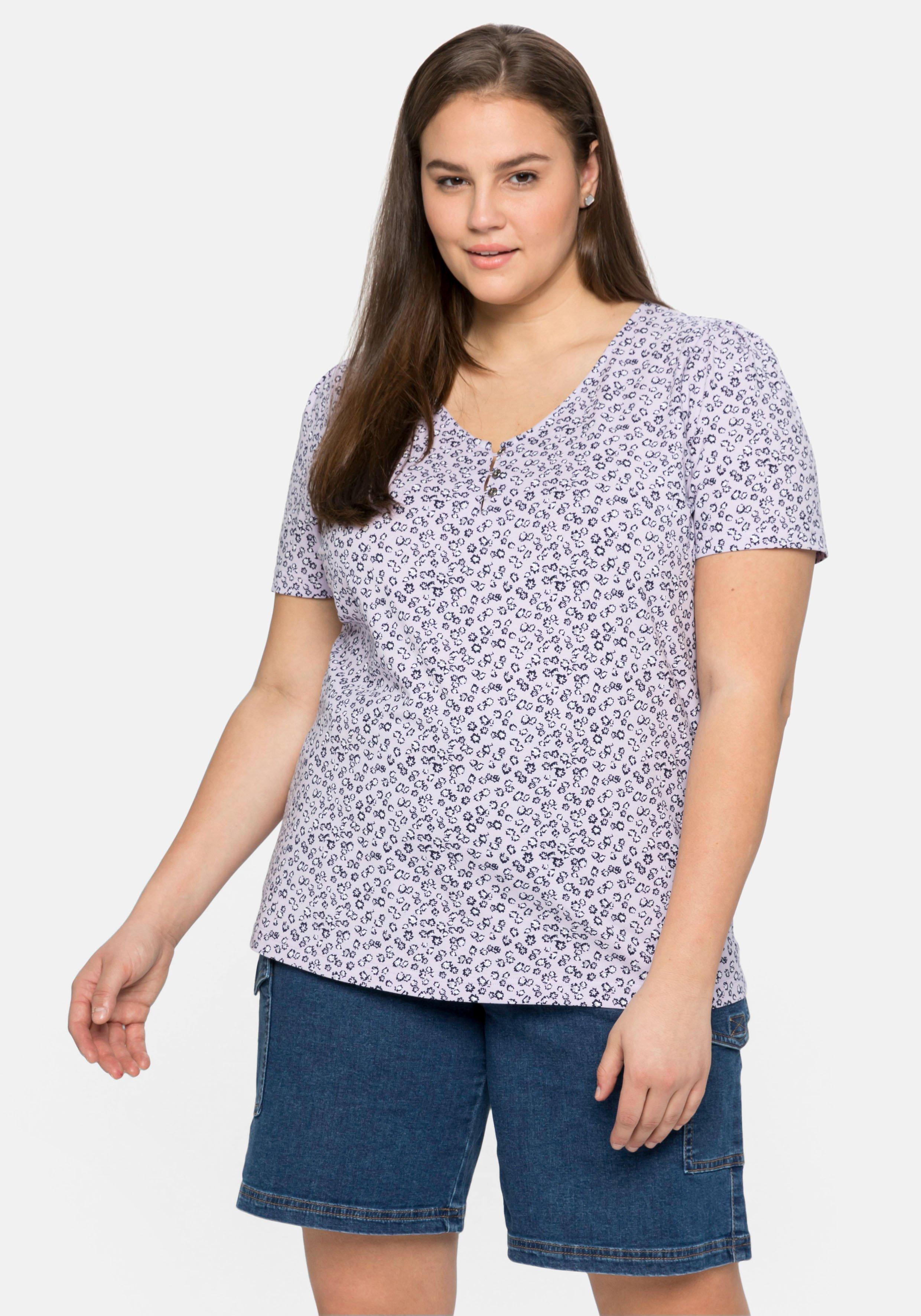 Shirt mit zartem Alloverdruck, leicht elastisch