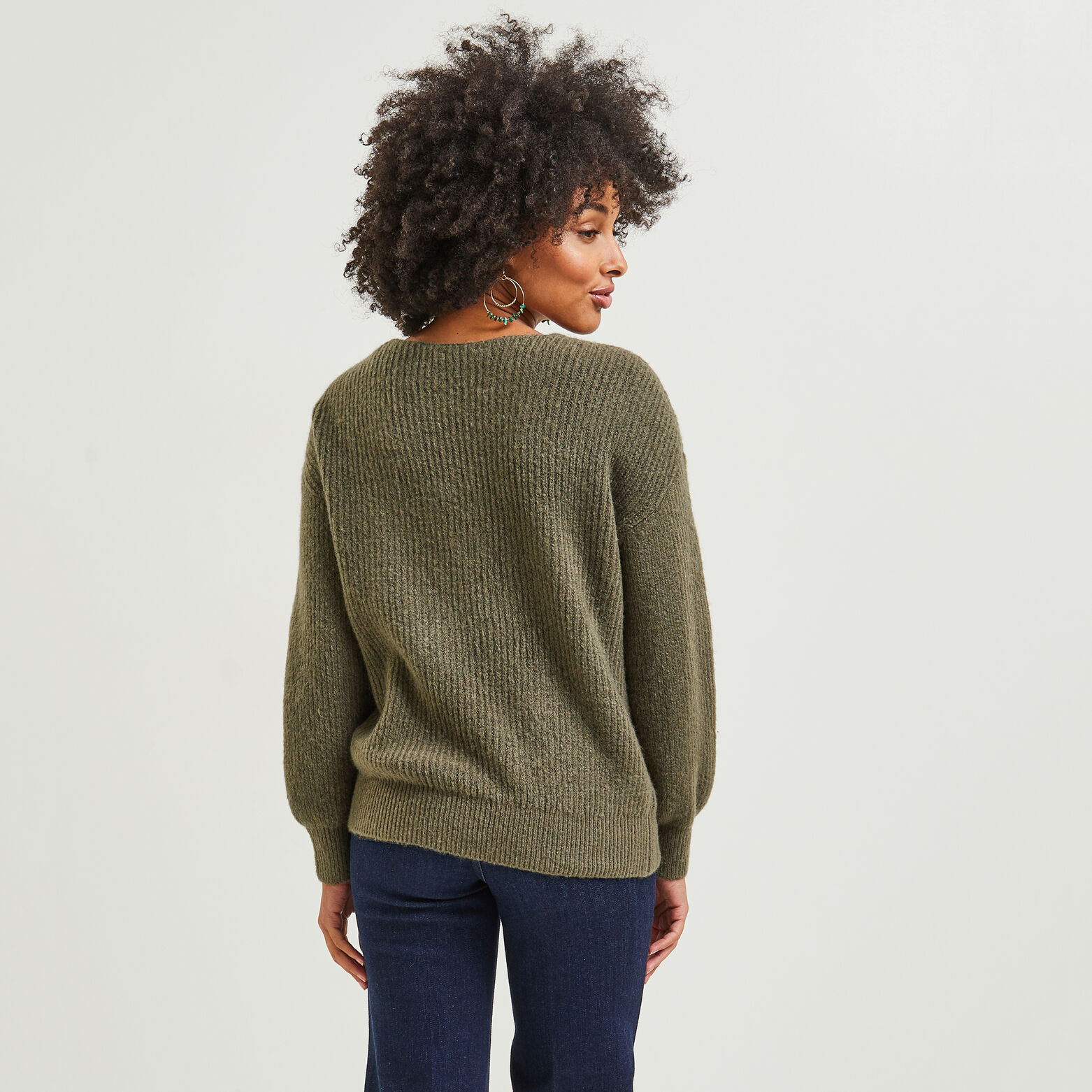 Pull col V femme