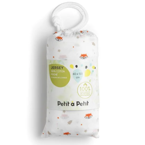 Drap housse en jersey bio   Renard        60 x 120 cm   de               Petit à petit