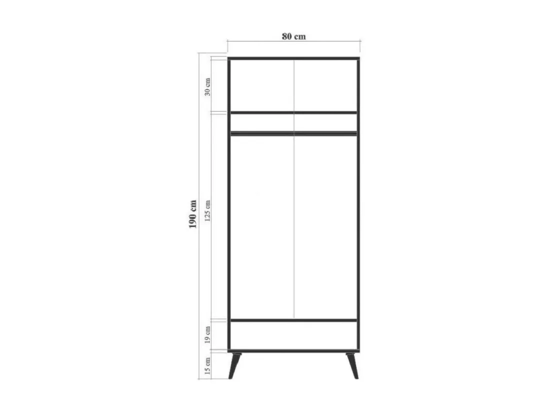 Garde-robe 2 portes Dmontell, Meubles de chambre, Penderie de plain-pied, Placard à vêtements, 80x45h190 cm, Multicolore