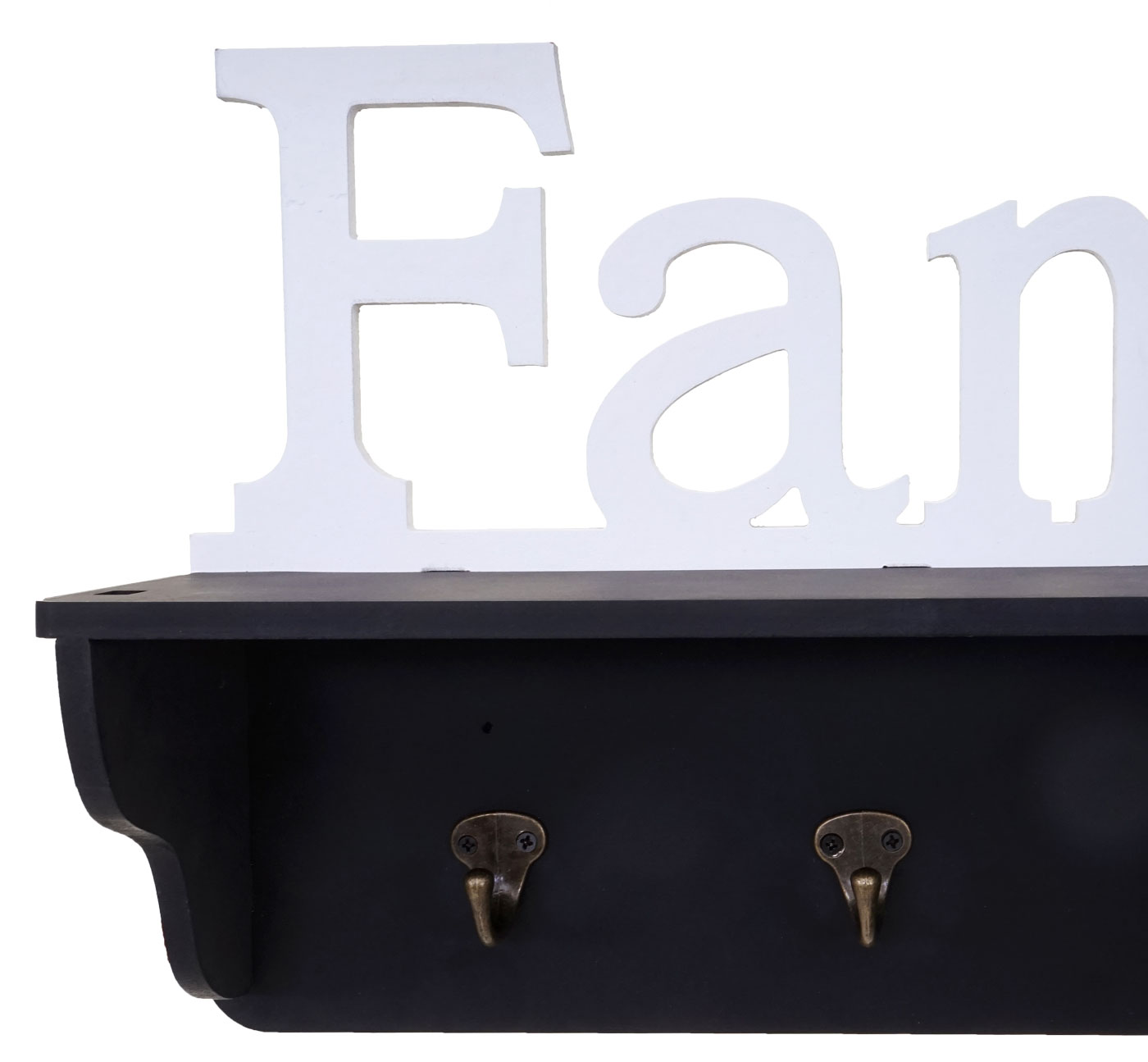 Wandgarderobe MCW-D41 Family, Garderobe Regal, 4 Haken massiv 30x60x13cm ~ schwarz/weiß