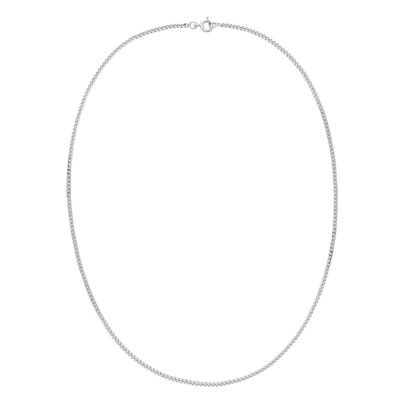 Chaîne mixte 45 cm - Gourmette diamantée - Argent 925 - Largeur 2,10mm