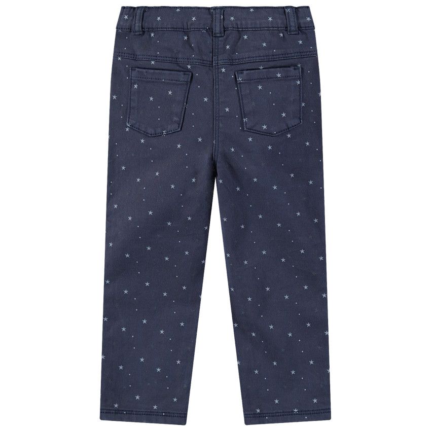 Pantalon en coton avec étoiles imprimées all-over - Bleu marine