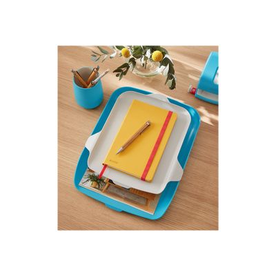 Leitz Cosy - Corbeille à courrier plastique avec organiseur de bureau - bleu