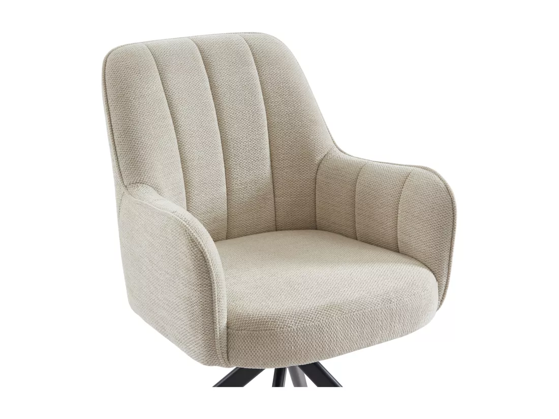 Lot de 6 chaises pivotantes avec accoudoirs en tissu et métal noir - Crème - LEJINA de Pascal Morabito
