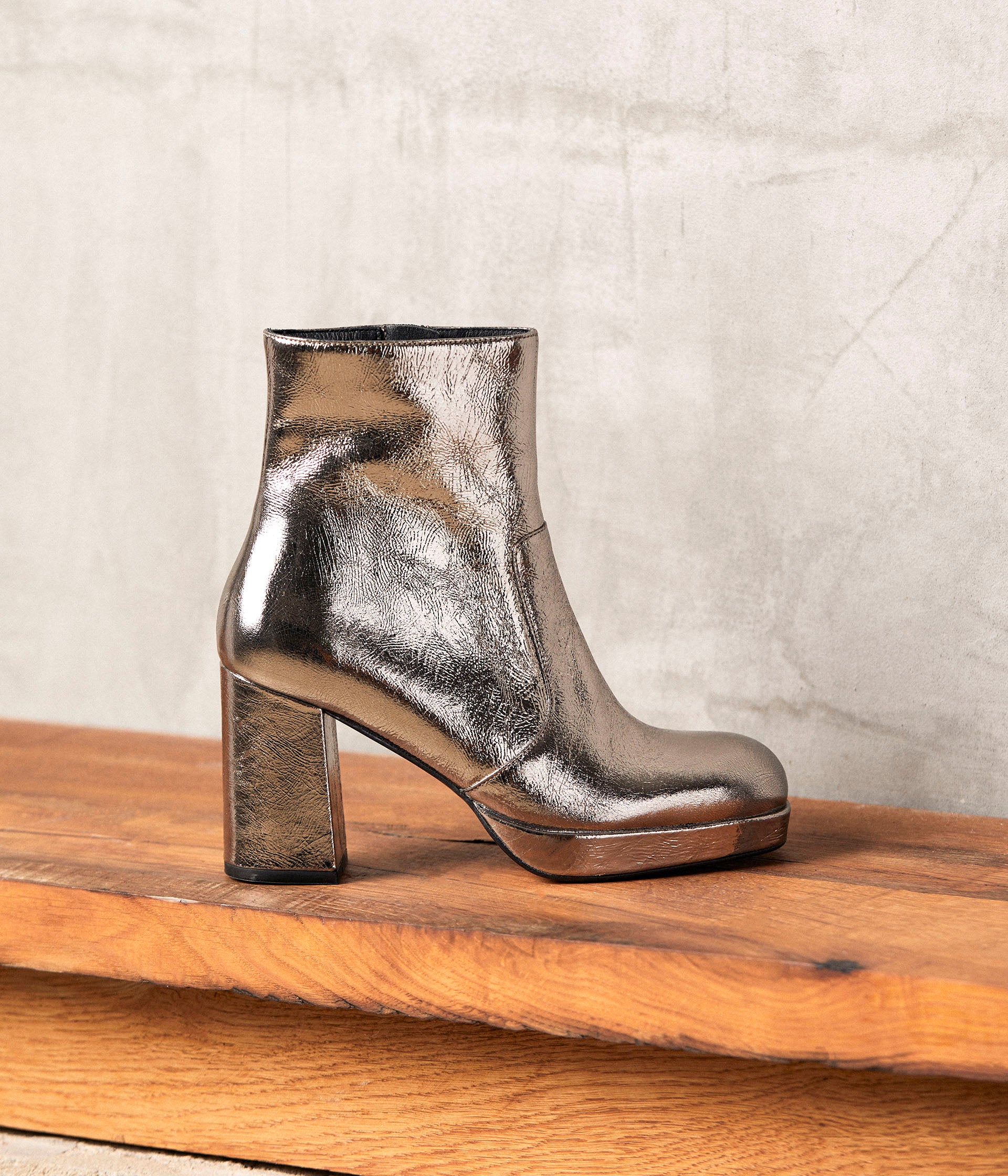 Boots cuir argent Alissa