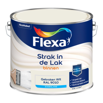 Flexa Strak in de Lak binnenlak zijdeglans RAL 9010 gebroken wit 2,5 liter