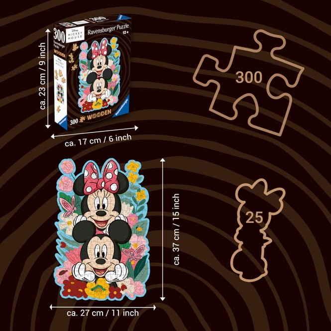 Disney Mickey & Minnie - WOODEN - Holzpuzzle - 300 Teile