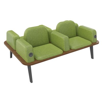 Banquette ILO - 4 places L172xP114cm - carbone - structure noyer - tissu kiwi