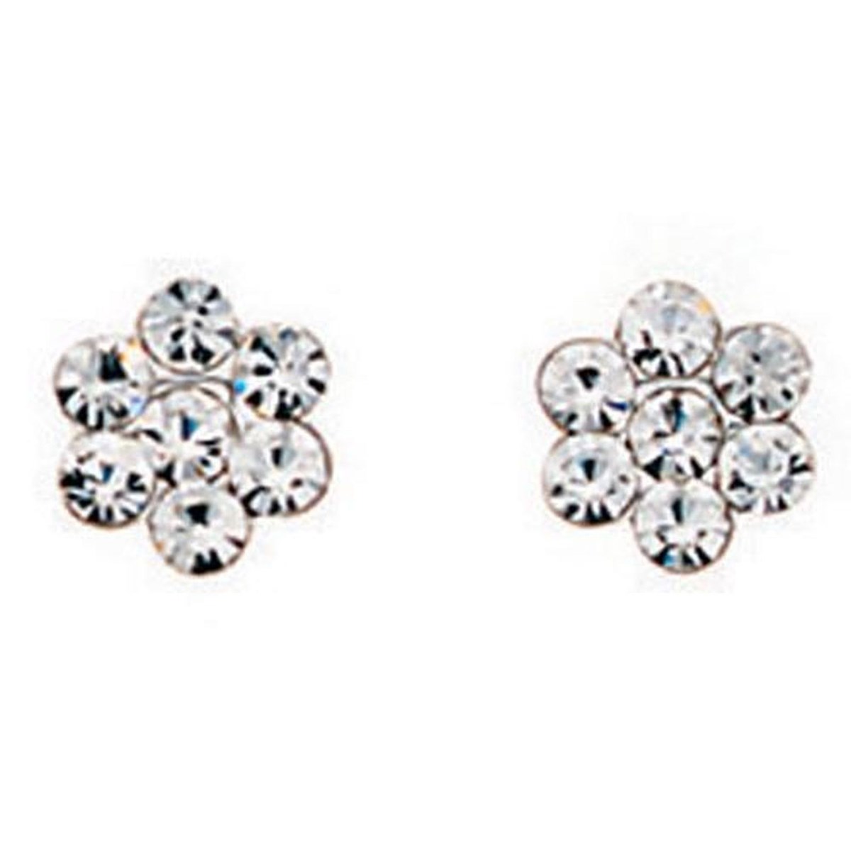 Boucle d'oreille zirconium fleur en argent 925/1000