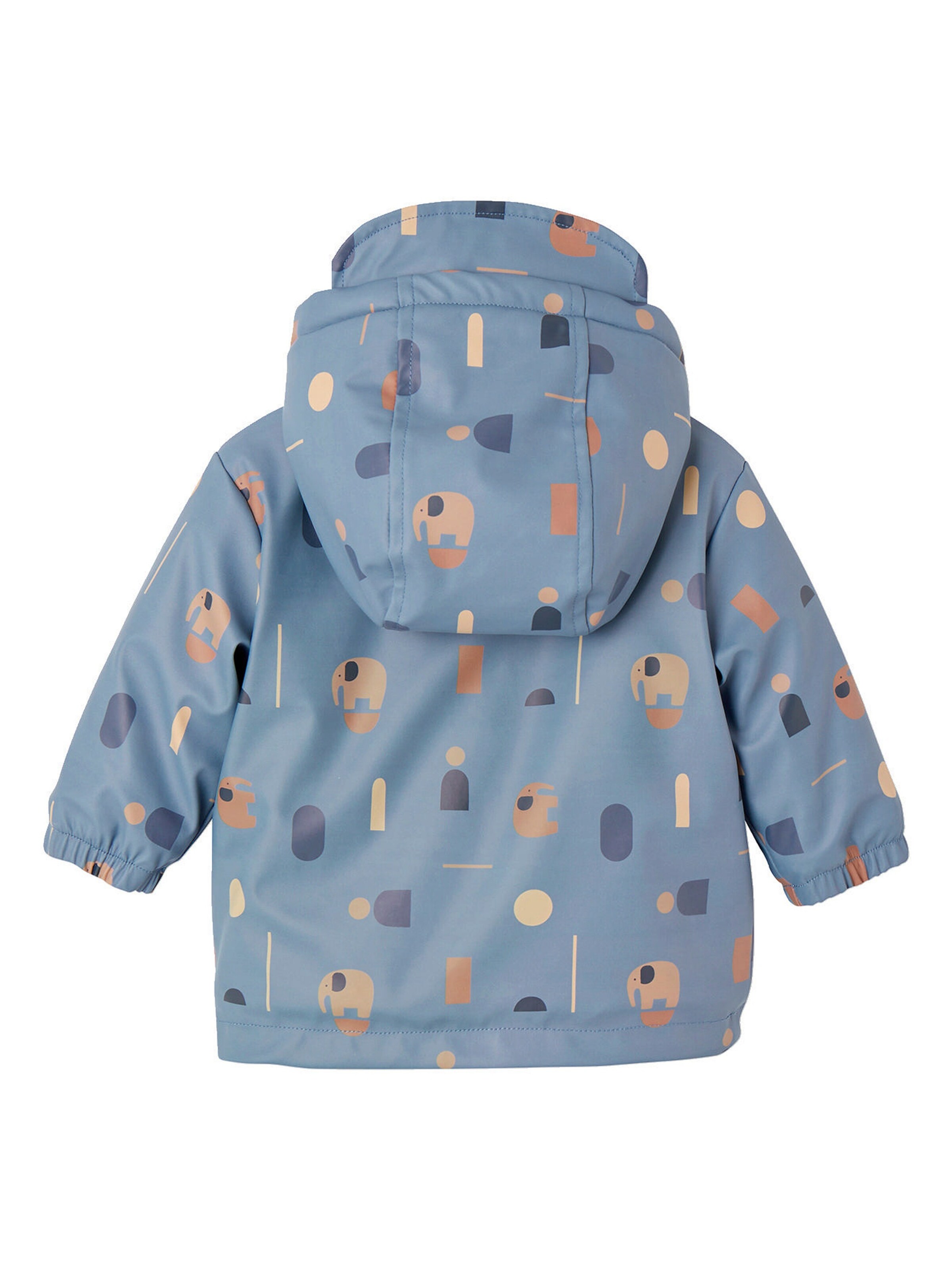 Vertbaudet Baby Regenjacke mit Teddyfleecefutter und Recycling-Polyester blau bedruckt