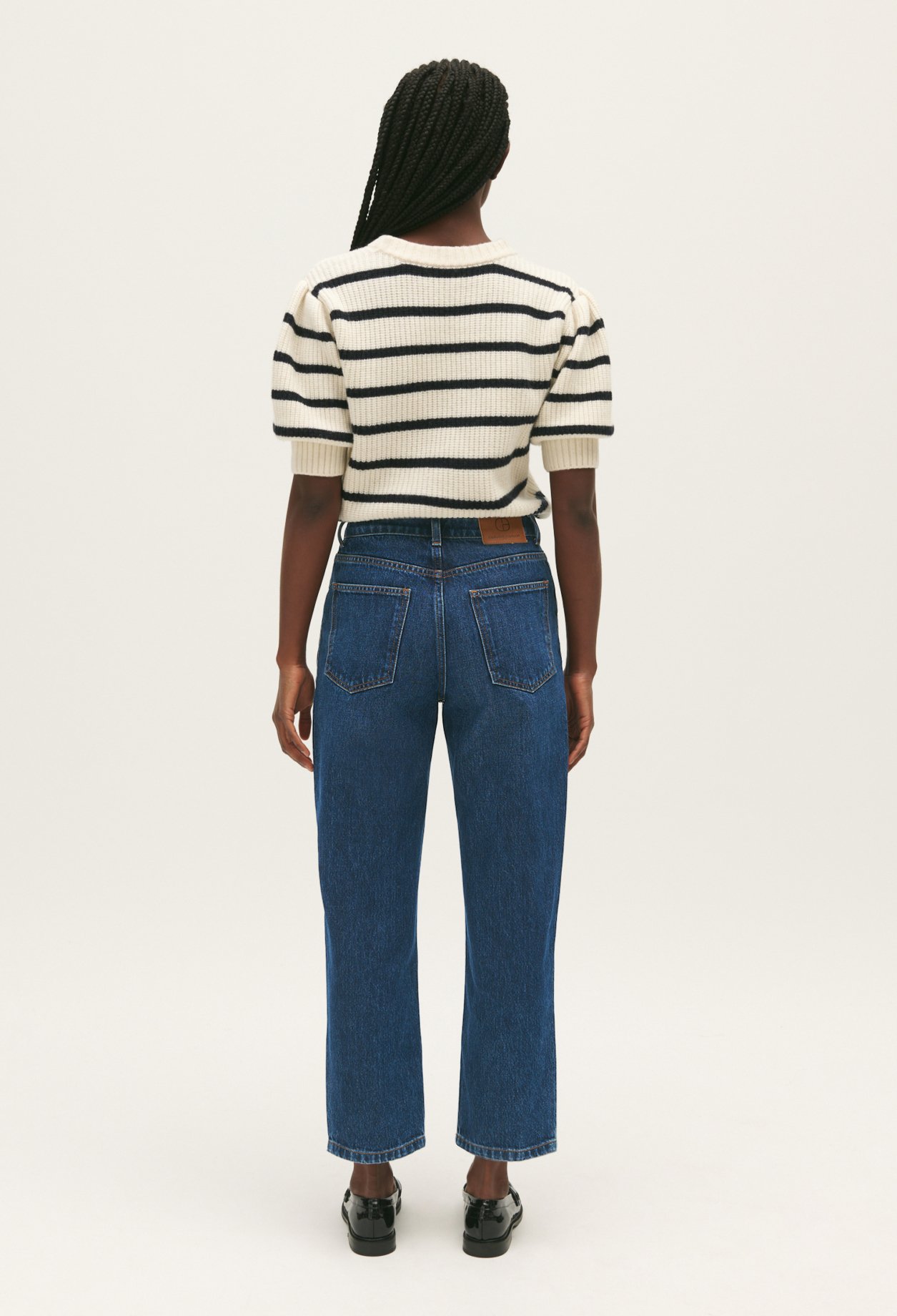 Jean mom bleu fonce