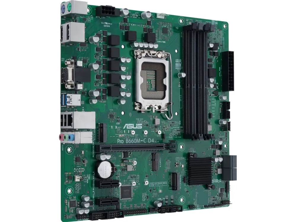 ASUS PRO B660M-C D4-CSM - Bundkort - micro ATX - LGA1700 sokkel - B660 Chipset - USB 3.2 Gen 1, USB-C Gen1 - Gigabit LAN - onboard grafik (CPU påkrævet) - HD Audio (8-kanaler)