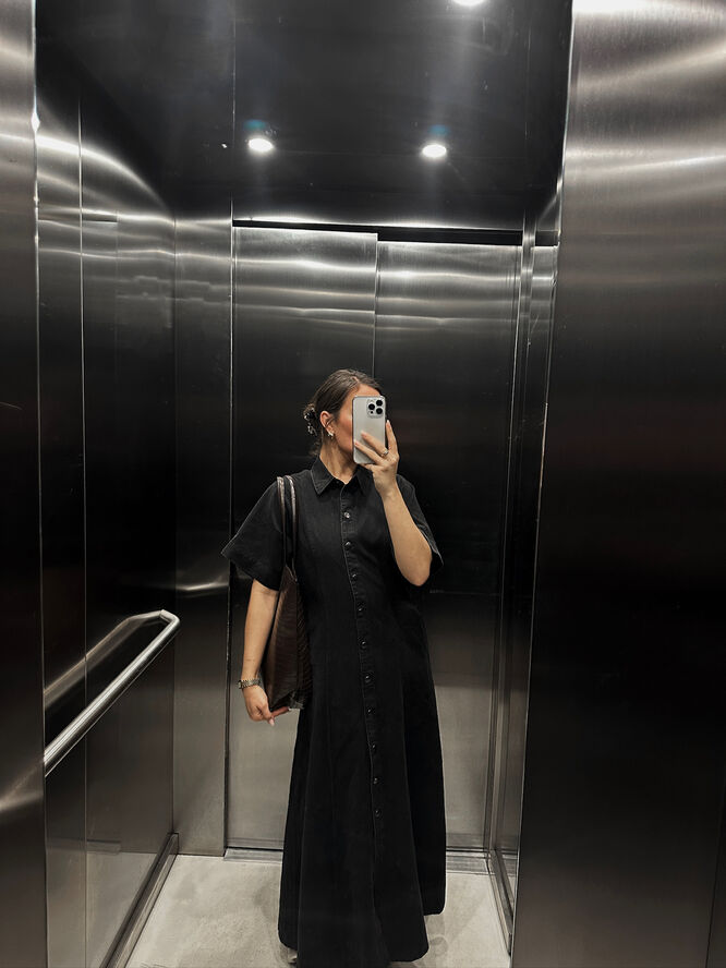 Neo Noir Balli Denim Dress Black